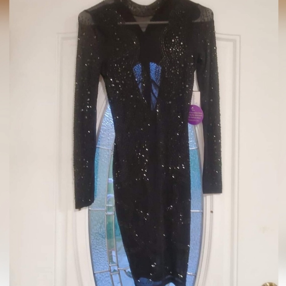 Elegant Black Sequin Mini Dress